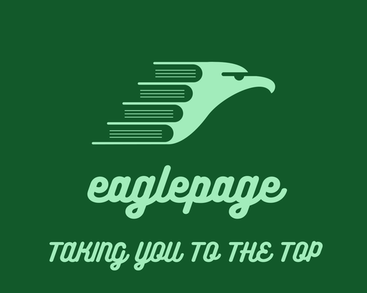 Logo of Eaglepage with a stylized eagle, symbolizing speed and elevation in online shopping.