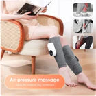 Masajeador avanzado de pantorrillas en acción con compresa caliente y compresión de aire, ideal para relajar tus piernas y mejorar la circulación sanguínea.