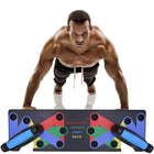 Tabla de Push-Up destacando características como diseño ergonómico y sistema codificado por colores - Optimiza tu entrenamiento y mejora la técnica de flexiones con la tabla de push-up.
