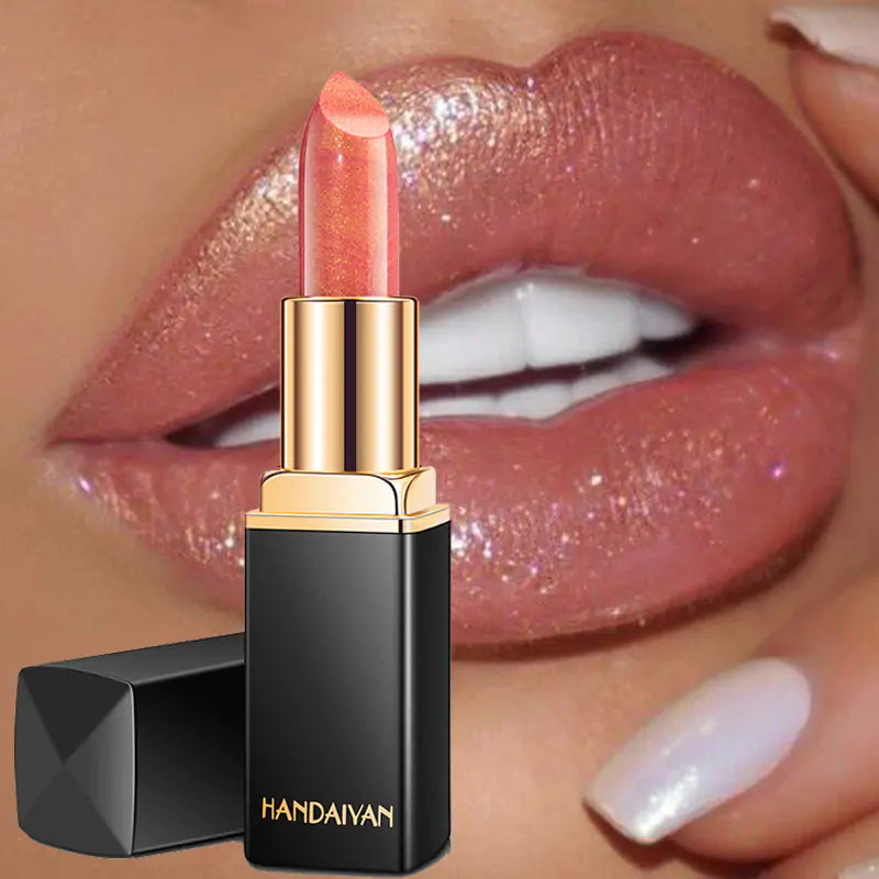 Lápiz labial con purpurina a prueba de agua de 9 colores